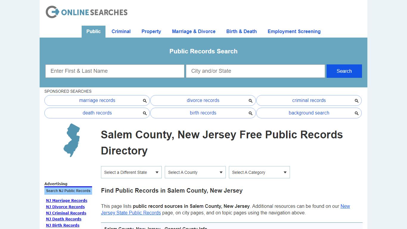 Salem County, New Jersey Public Records Directory