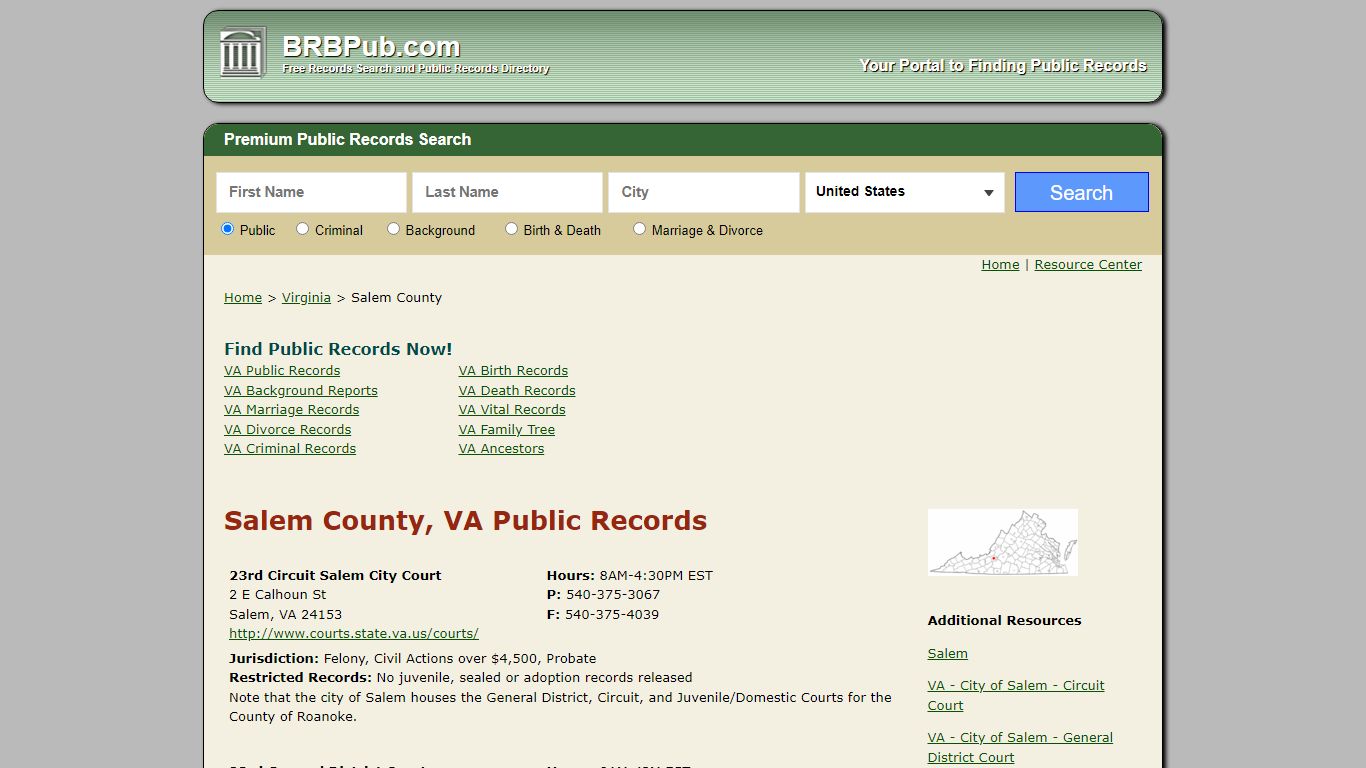 Salem County Public Records | Search Virginia Government ...