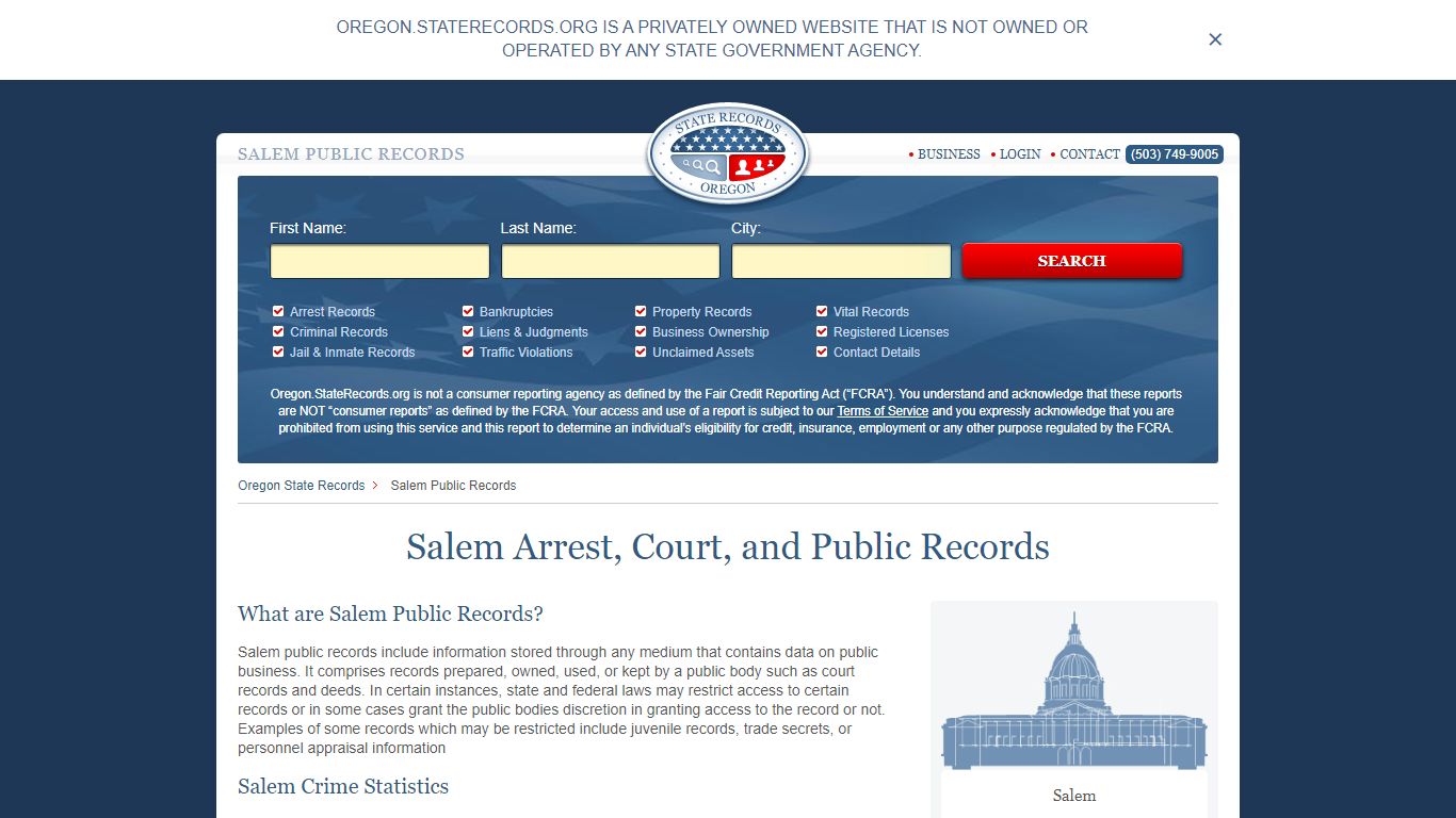 Salem Arrest and Public Records | Oregon.StateRecords.org